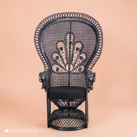 เก้าอี้หวายแท้ PISAMAI รุ่น PRINCESS CHAIR เก้าอี้นางงาม ขนาด 75*55*150 ซม. สีดำ_9